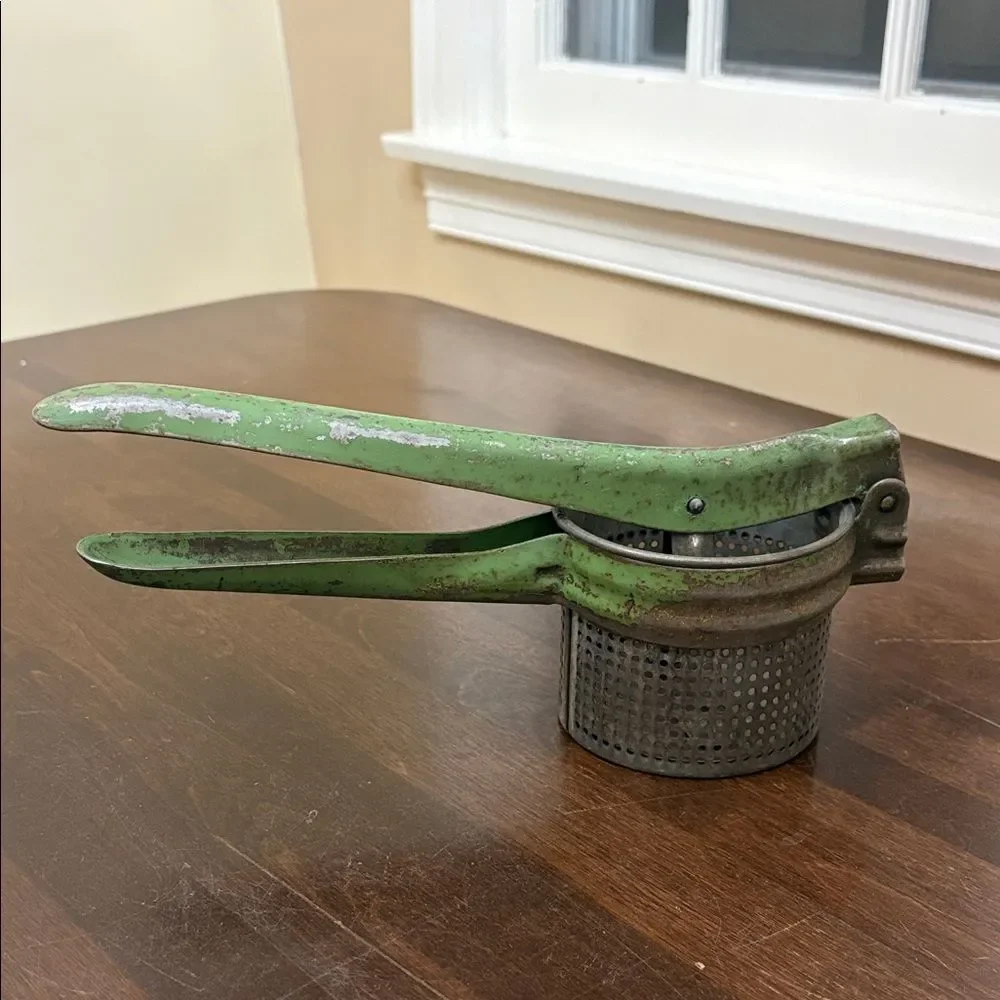 Vintage Green Metal Potatoe Ricer